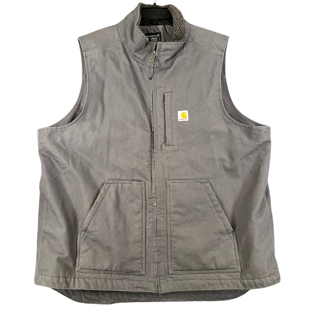 Carhartt Washed Duck Mock-Neck Vest Men XL Tall Sherpa Canvas Workwear OV4277-M